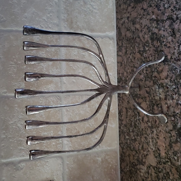 Vintage Holiday Vtg Brutalist Metal Hanukkah Menorah Hanukkiah